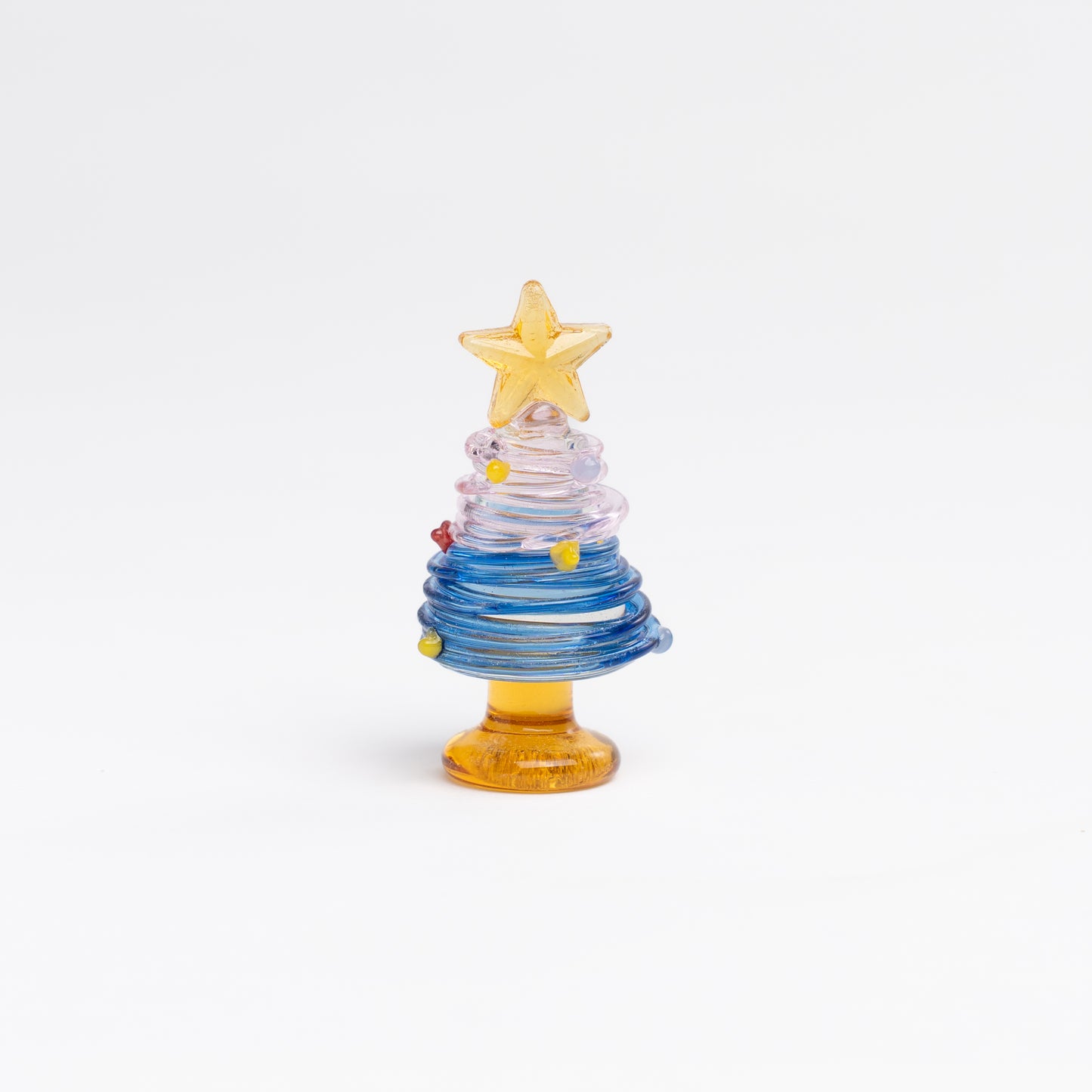 Handmade spiral glass Christmas tree with base