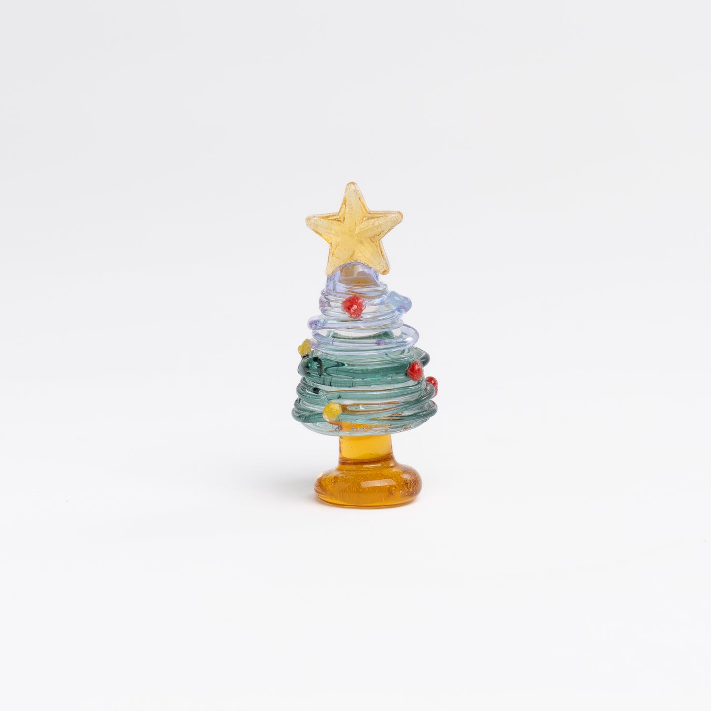 Handmade spiral glass Christmas tree with base