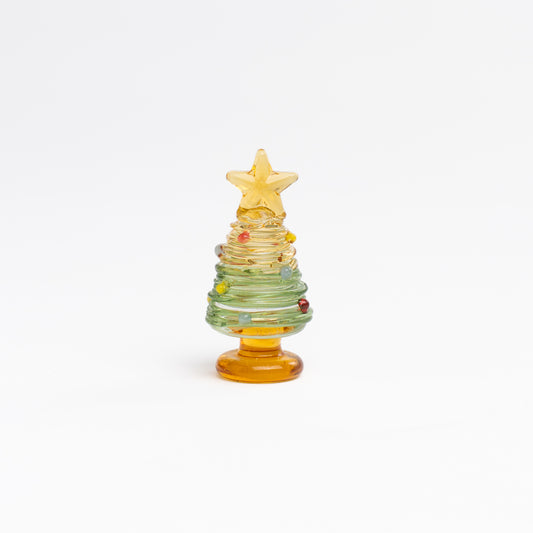 Handmade spiral glass Christmas tree with base